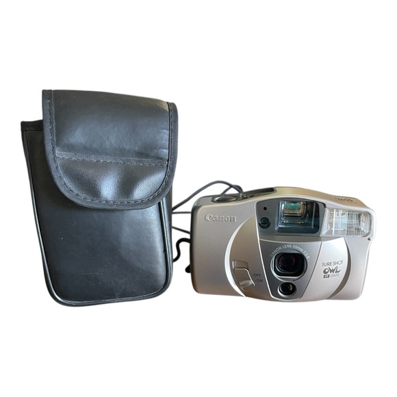Canon Sure Shot Owl PF Date 35mm Film Camera With Auto Flash Case Instruction - Picture 2 of 9